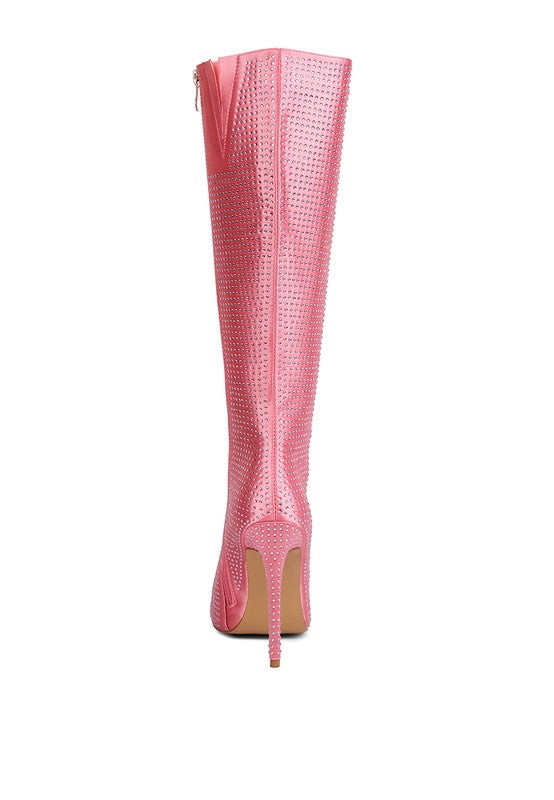 Diamante Set High Heeled Calf Boot