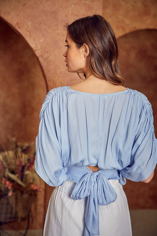 SMOCKED TIE DETAIL TOP