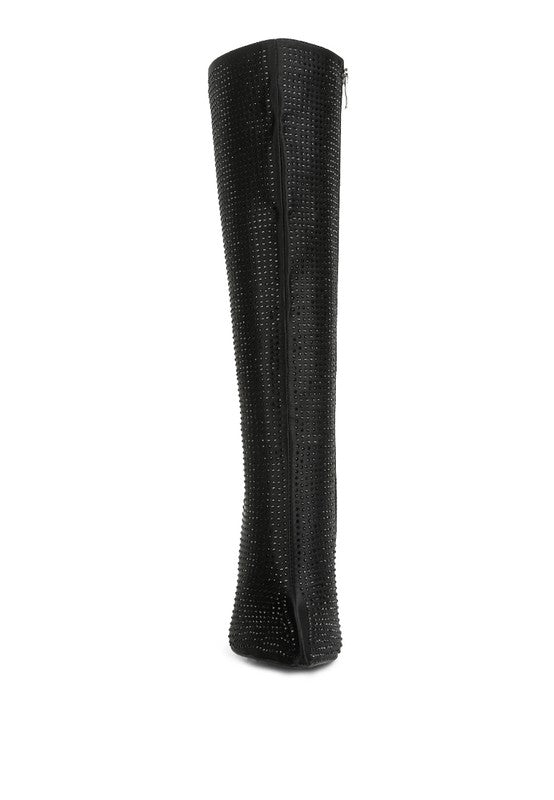 Diamante Set High Heeled Calf Boot