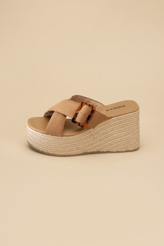 MANDEE ESPADRILLE PLATFORM SLIDES