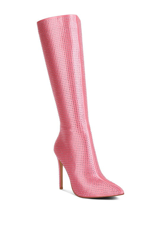 Diamante Set High Heeled Calf Boot