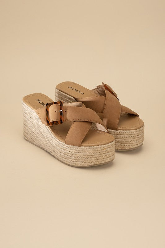 MANDEE ESPADRILLE PLATFORM SLIDES