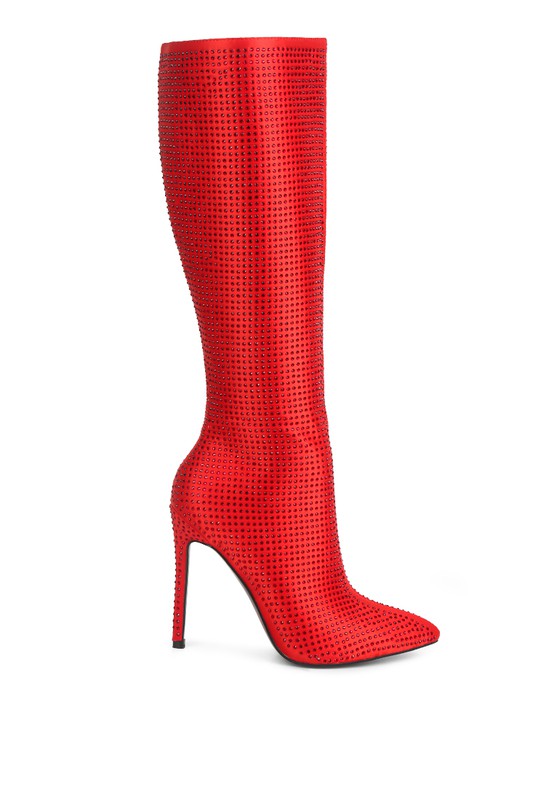 Diamante Set High Heeled Calf Boot