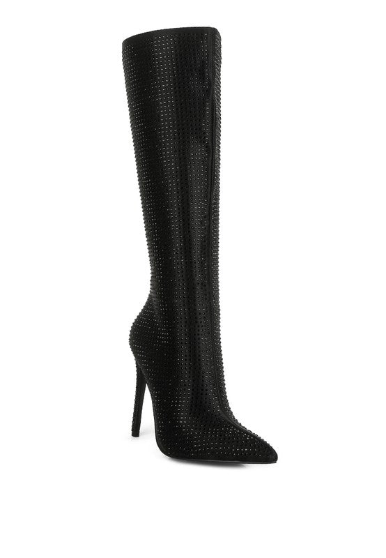 Diamante Set High Heeled Calf Boot