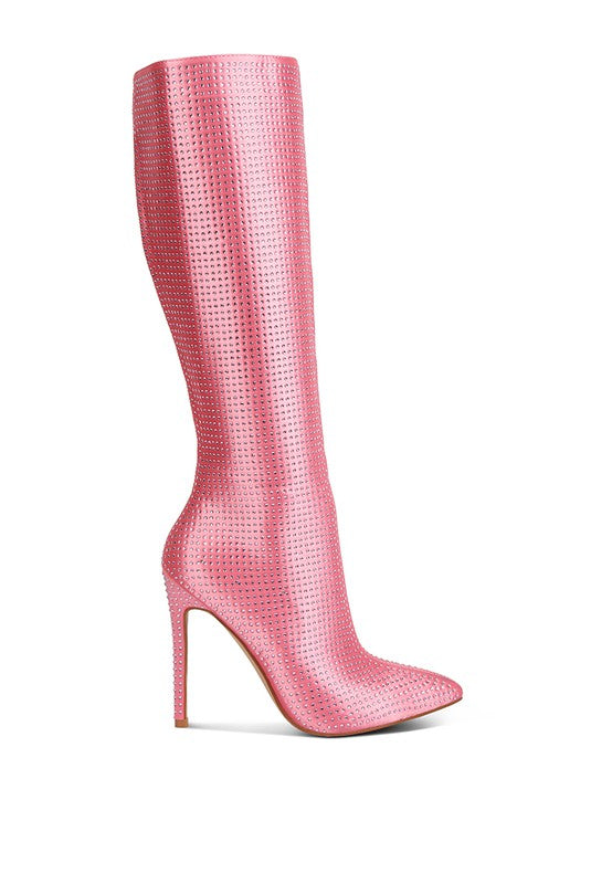 Diamante Set High Heeled Calf Boot