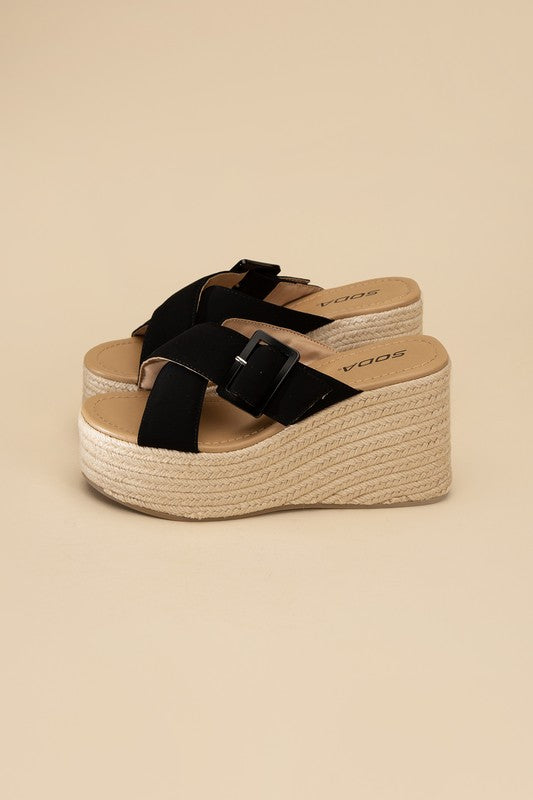MANDEE ESPADRILLE PLATFORM SLIDES