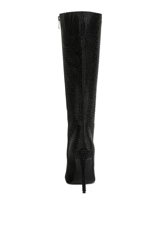 Diamante Set High Heeled Calf Boot