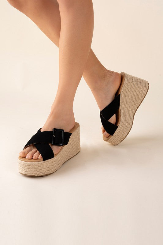 MANDEE ESPADRILLE PLATFORM SLIDES