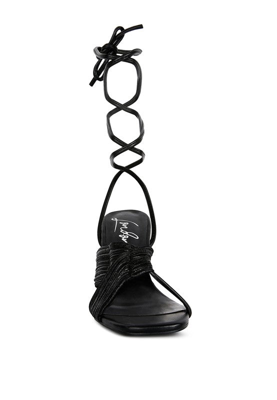 Metallic Block Heel Sandals