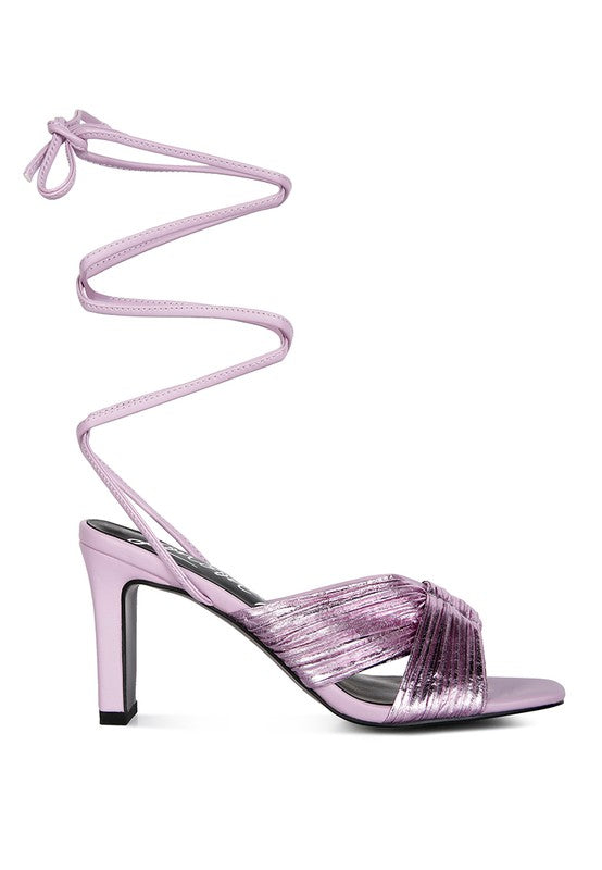 Metallic Block Heel Sandals