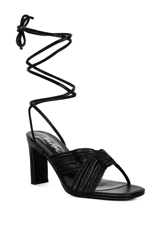 Metallic Block Heel Sandals