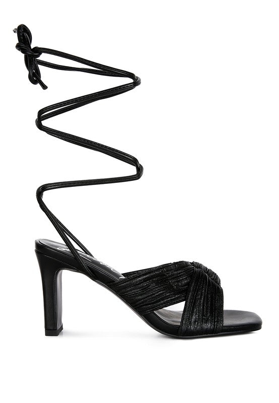 Metallic Block Heel Sandals