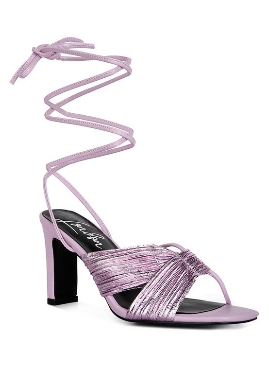 Metallic Block Heel Sandals