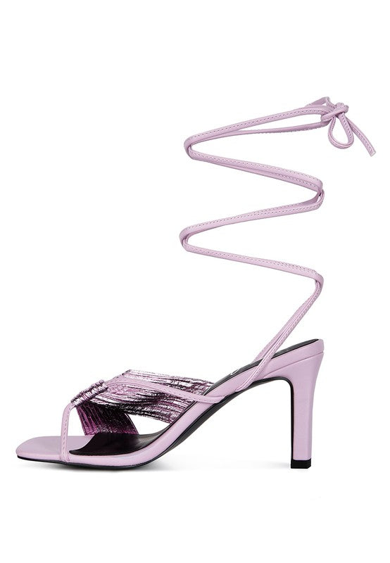 Metallic Block Heel Sandals