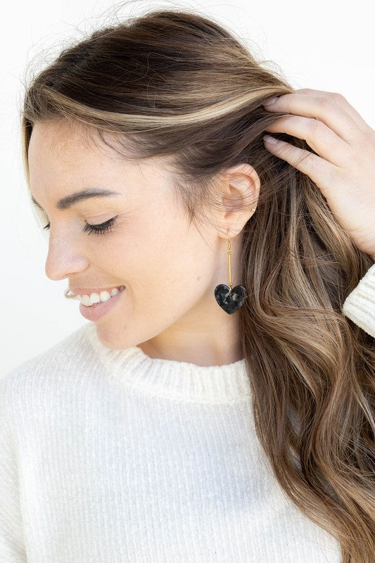 Heart Earrings - Black