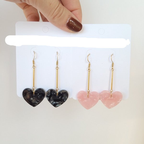 Heart Earrings - Pink Plant Based Acrylic