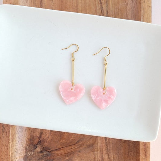 Heart Earrings - Pink Plant Based Acrylic