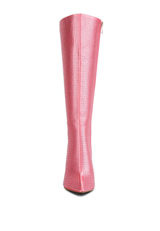 Diamante Set High Heeled Calf Boot