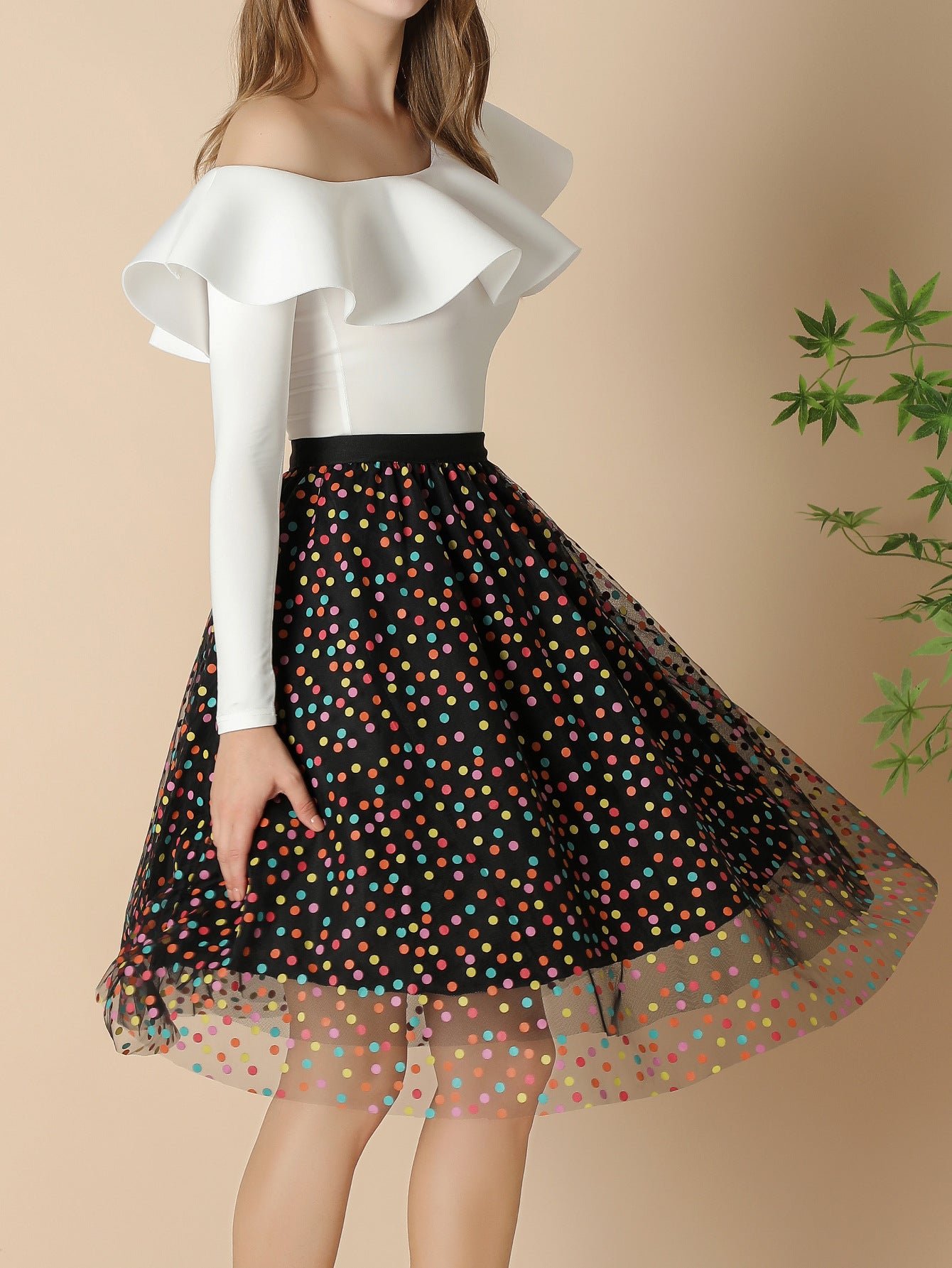 Rainbow Waist Fairy Three Layer Umbrella Skirt
