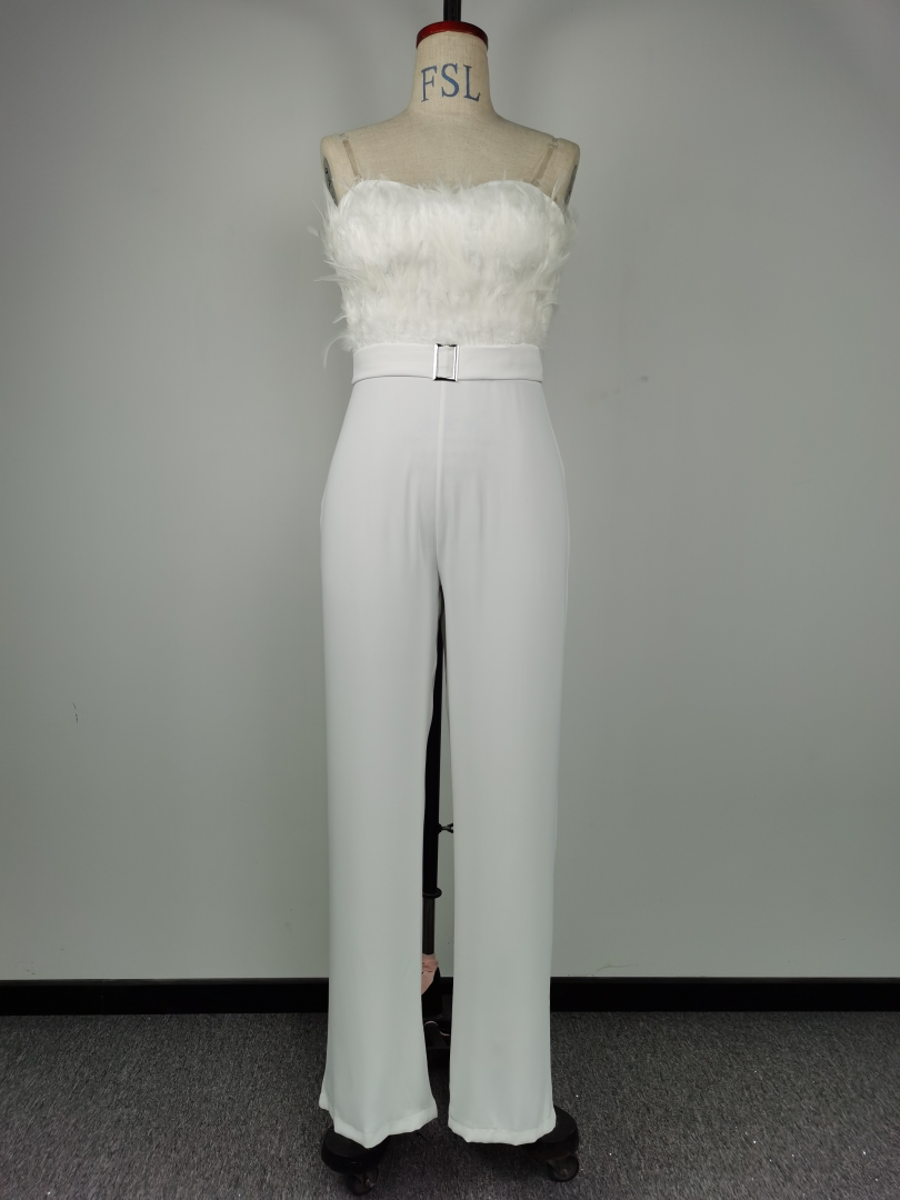 Feather Tube Top Sexy Jumpsuit