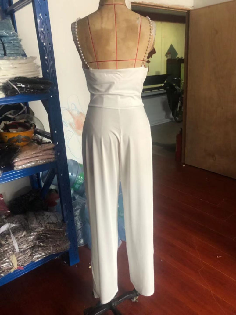 Ms. Fancy Pants Pearls Wide Leg Jumpsuit