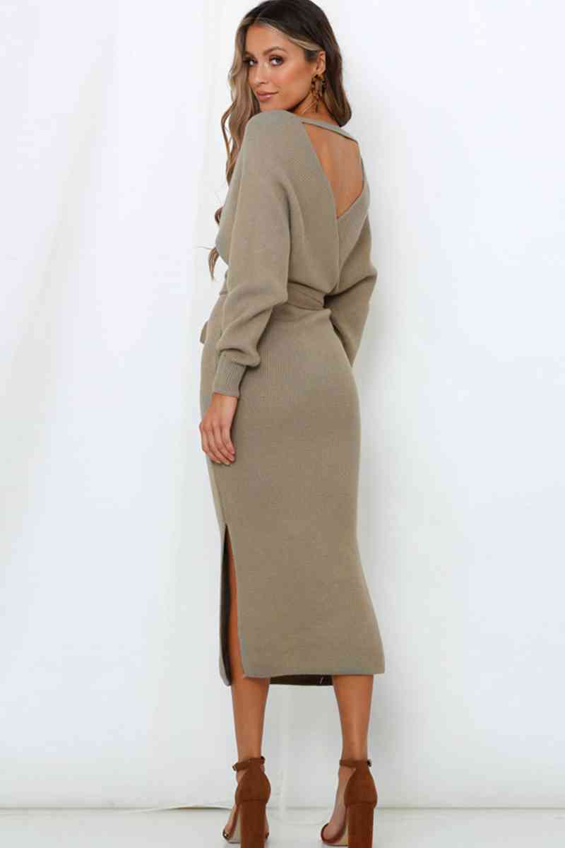Bow Waist Sweater Dress