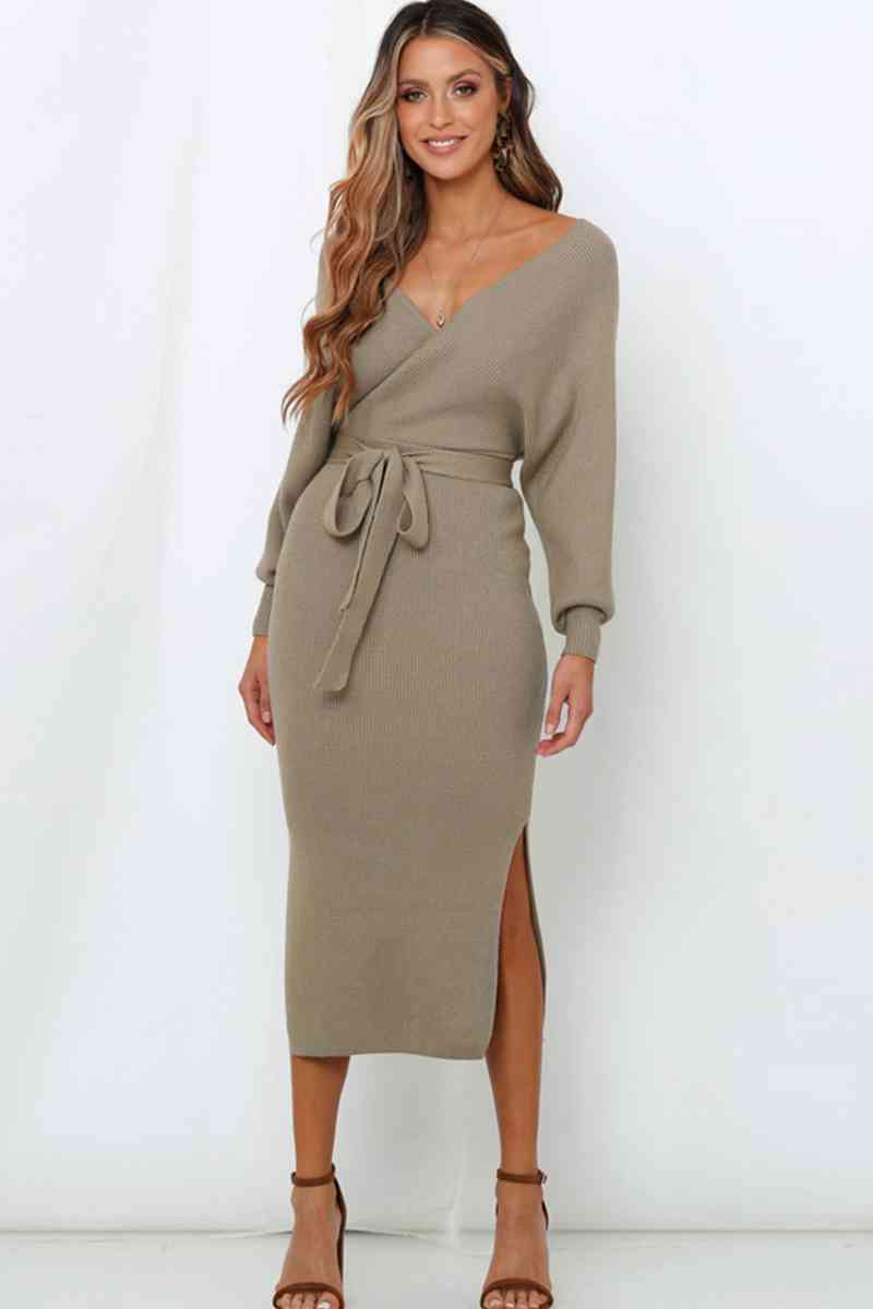 Bow Waist Sweater Dress