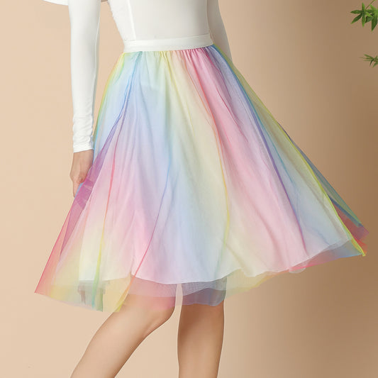 Rainbow Waist Fairy Three Layer Umbrella Skirt