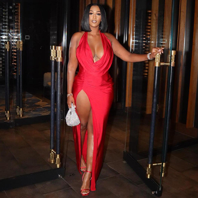 Ruby's Sexy Deep V Plunge Halter Backless