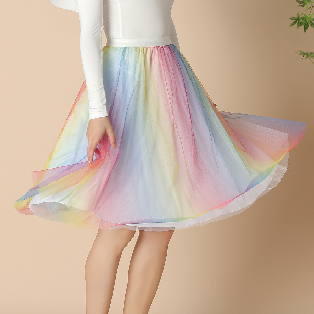 Rainbow Waist Fairy Three Layer Umbrella Skirt