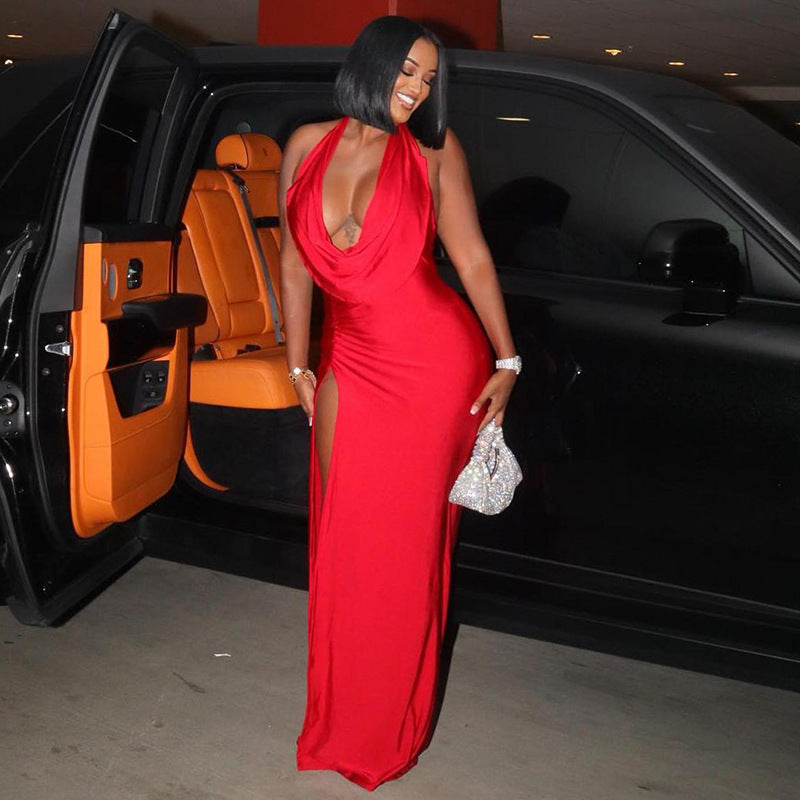 Ruby's Sexy Deep V Plunge Halter Backless