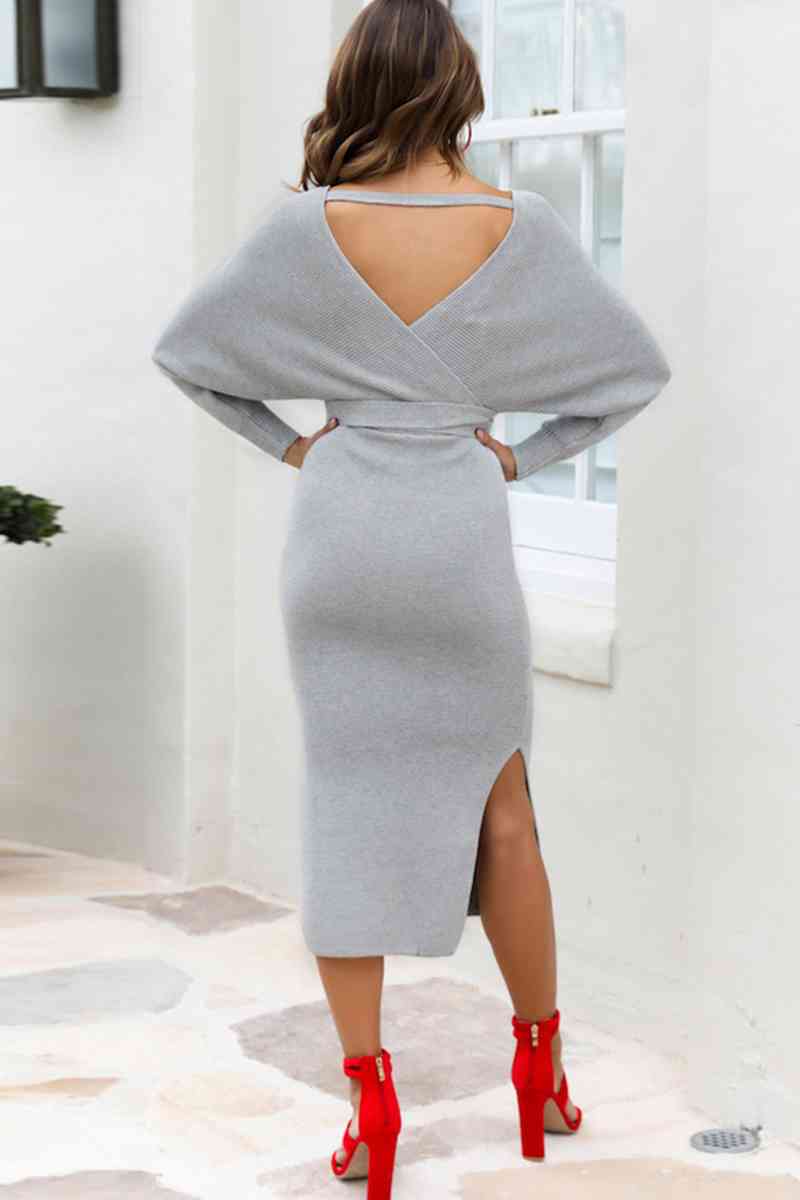 Bow Waist Sweater Dress